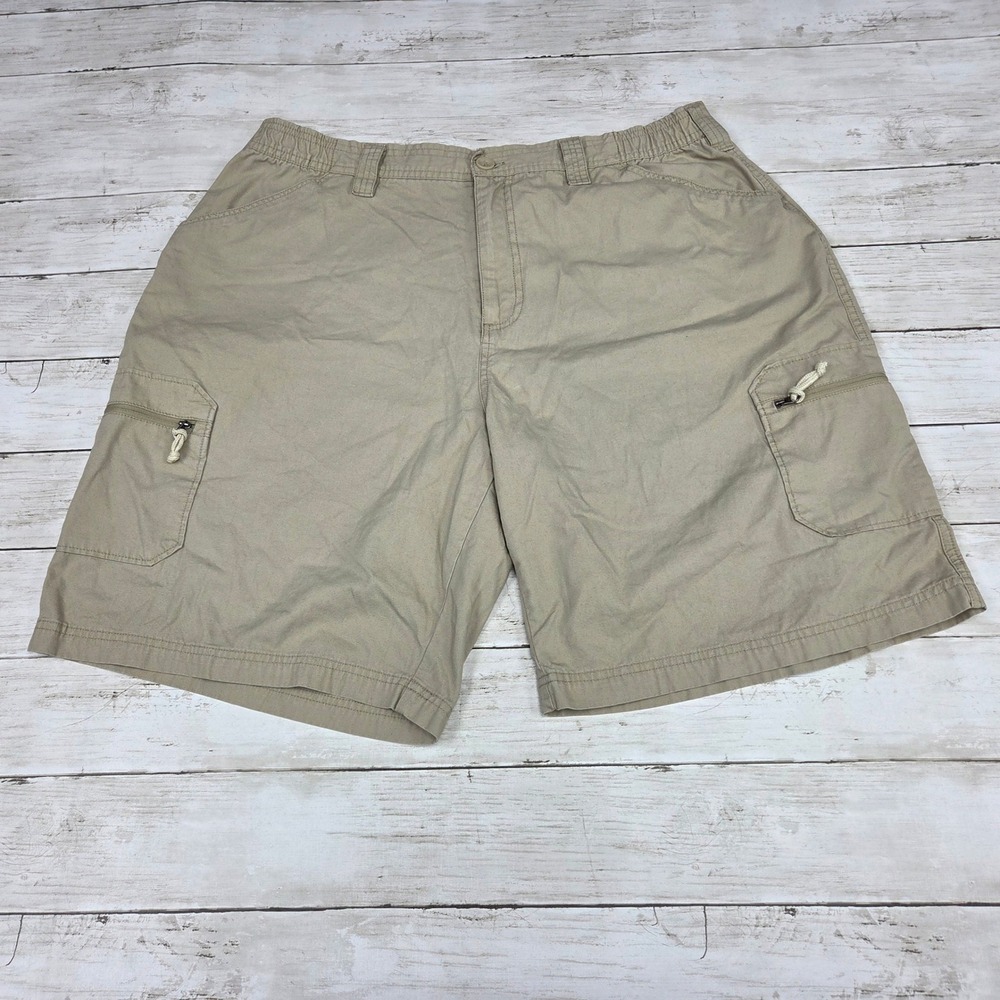 Alpine Design 945S9M11 Cargo Shorts Men XL Tan Cotton Elastic Waist Utility